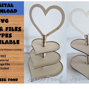 Valentines Tiered Tray Decoration - Tabletop display for Valentines Decor - Laser Cut Files - digital svg files Glowforge ready