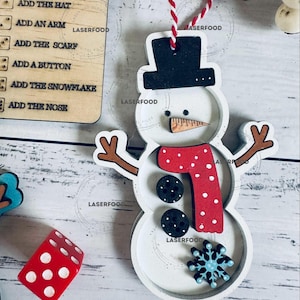 Würfelspiel Schneemann SVG-Datei - Laser Cut Files digitale Dateien zum Basteln, Laserschneiden und Gravieren für Glowforge + Andere
