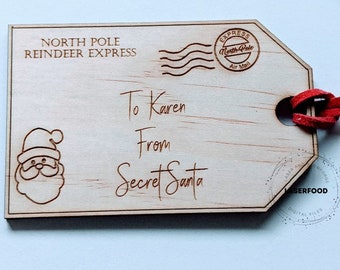 Secret Santa Christmas Gift Tags - Laser Cut Files digital svg, dxf files for crafts, laser cutting and engraving for Glowforge + Others