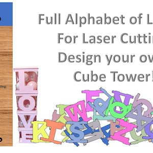Alphabet Letter Cubes for Glow forge - Parties, Weddings, Bridal Showers and Home Decor - Laser Cut Files box initials character svg image 2