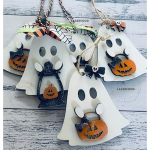 Ghost holding Lantern, Pumpkin, Trick or Treat, Halloween - digital files for crafts, laser cut with glowforge and other C02 laser cutters