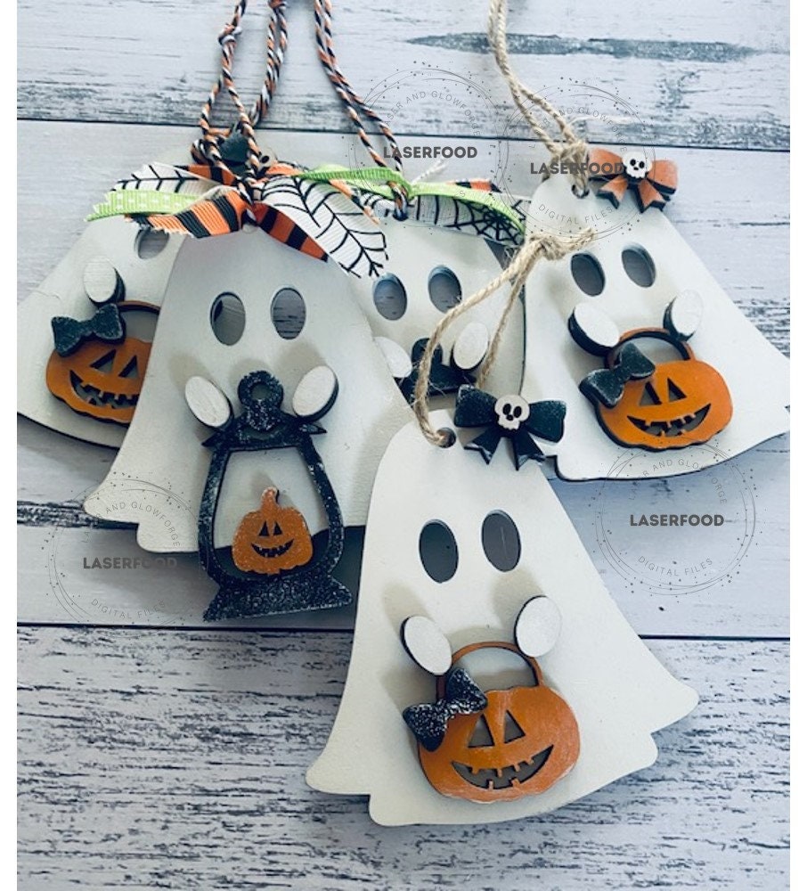 Ghost holding Lantern, Pumpkin, Trick or Treat, Halloween - digital files for crafts, laser cut with glowforge and other C02 laser cutters