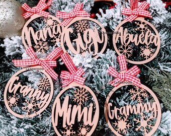 Christmas Family + Friends Ornament Present Tag File Part 2 - Glowforge Ready Laser Template SVG DXF Laser Cut Files con nombres alternativos