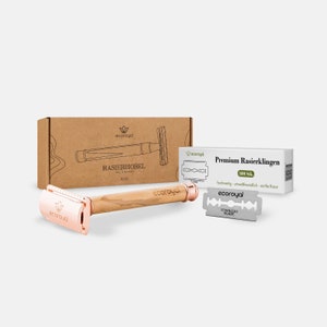 Razor Set Olive Wood Rosé + 100 Razor Blades for Women