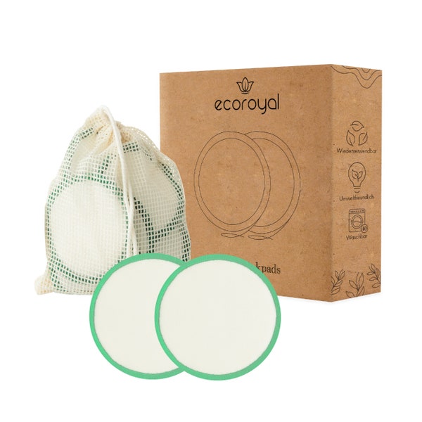 Abschminkpads waschbar |10 Wiederverwendbare Wattepads aus Bambus und Baumwolle | 2-Lagen |INKL. Wäschenetz