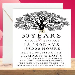 Tarjeta personalizada del 50.° aniversario de bodas/50.° aniversario/Tarjeta de aniversario de bodas/Tarjeta de aniversario de cualquier año/Bodas de oro
