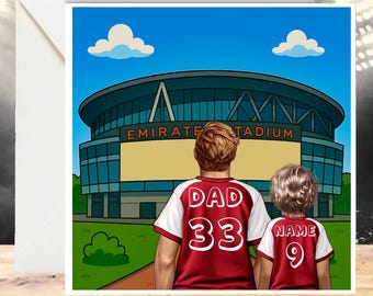 Personalised Football Card/ Family Portrait Card / Emirates Stadium Card / Custom Football Card / Keepsake Card / Arsenal Inspired Gift