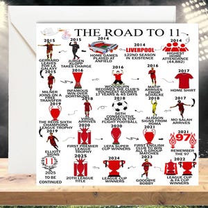 Tarjeta personalizada de 11 años - Tarjeta de recuerdo de 11.º cumpleaños - Para él/ella, hija, hijo, nieta, nieto, sobrino, Road to 11, Liverpool