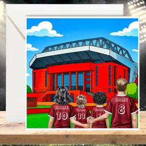 Personalised Football Print / Inspired Stadium Card / Family Portrait Card / Custom Football Card/ Keepsake Gifts / Liverpool Inspired Card