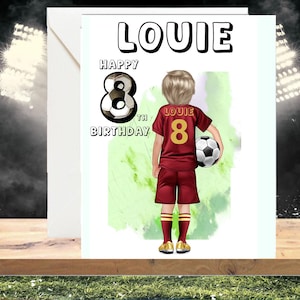 Tarjeta de cumpleaños de fútbol personalizada para él/5.º, 6.º, 7.º, 8.º, 9.º, 10.º o cualquier edad. Tarjeta para hijo, nieto, sobrino, hermano o sobrina