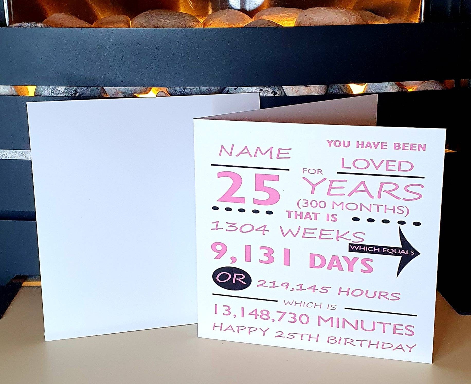 Personalised 25 Years Card 25th Birthday Keepsake Card For | Etsy