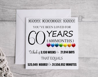 Personalised 60 Years Card - 60th Birthday Keepsake Card - 60th birthday card, Birthday card her, For Him/Her,Daughter, Son,Wife, Husband