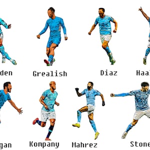 Man city Players Poster, 20 man city Liverpool items digital download, Wall Art, Print, Man city, blue moon | Man city Gift | handmade gift