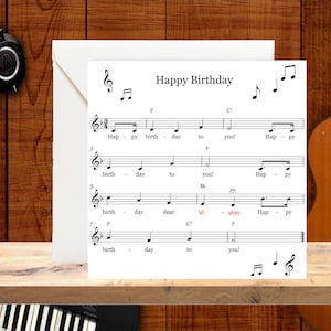 Tarjeta de cumpleaños de nota musical / Tarjeta de partitura personalizada / Tarjeta de amante de la música / Tarjeta de cumpleaños del músico / Tarjeta temática musical / Para él, ella, hombres