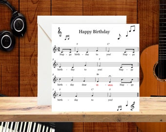 Music Note Birthday Card | Personalised Sheet Music Card | Music Lover Card | Musician Birthday Card | Music Themed Card | For Him, Her, Men