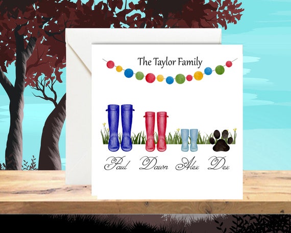 Personalised Family Wellies Card Family Welly Card New Home