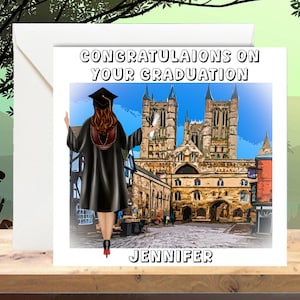 Tarjeta de graduación personalizada - Tarjeta de graduación - Tarjeta de celebración - Tarjeta de felicitación de graduación - Tarjeta de graduación para niña, Tarjeta de la Universidad de Lincoln