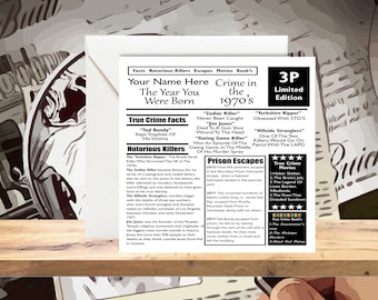 True Crime In the 70s, Personalised 50 Years Card - 50th Birthday Keepsake Card, For Him/Her, Daughter, Son, Wife, Husband, 50th Birthday