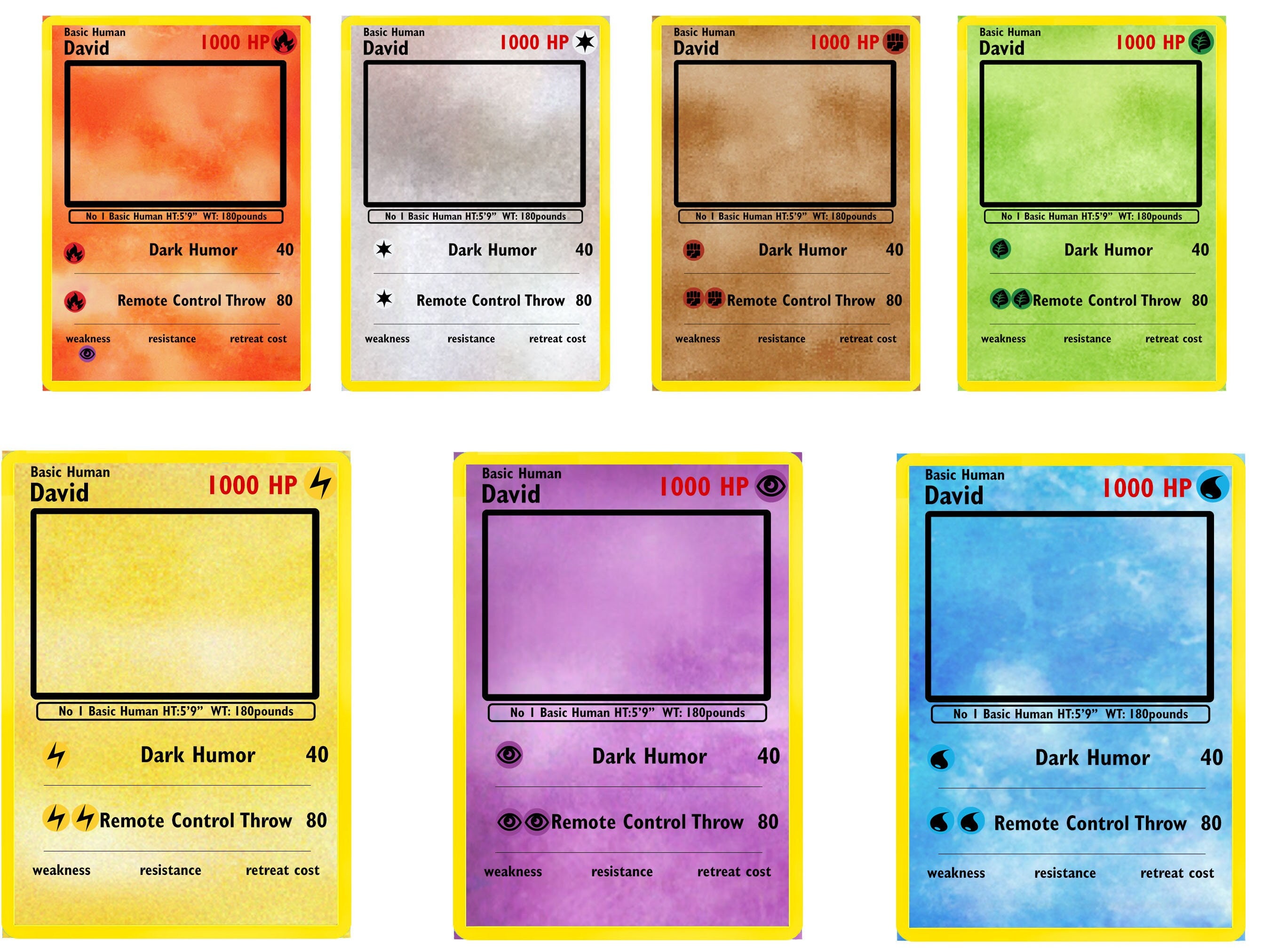 Pokemonster Card Blanks PNG FILE Fire Water Electric Ground Psychic Grass  Normal Steel Stadium Trainer File Only 