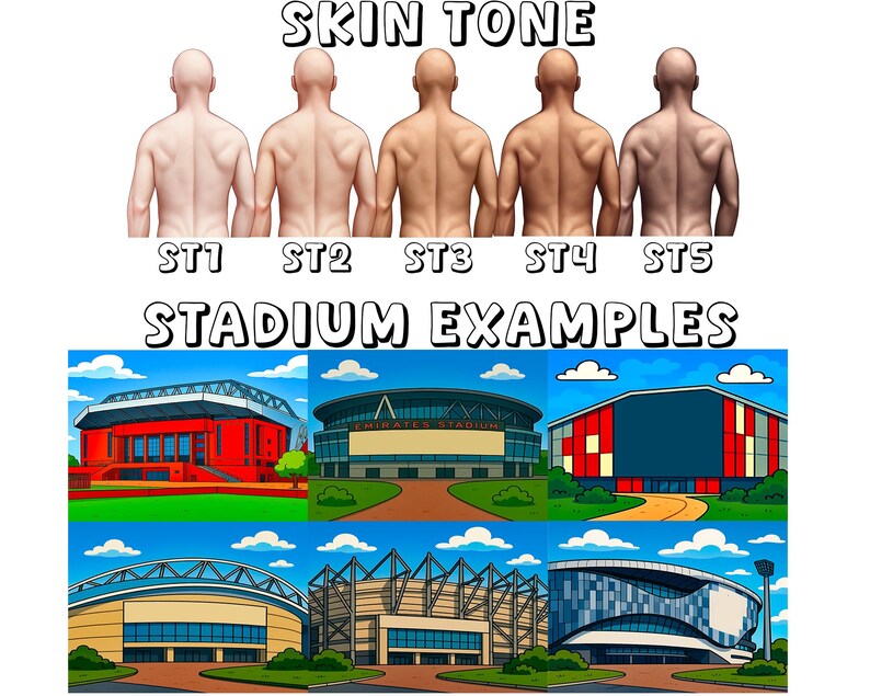St5 Example Personalised Football Card/ Family Portrait Card / the Toons Stadium ...