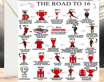 Personalised 16 Years Card - 16th Birthday Keepsake Card - For Him/Her, Daughter, Son, Granddaughter, Grandson, Liverpool Inspired Card