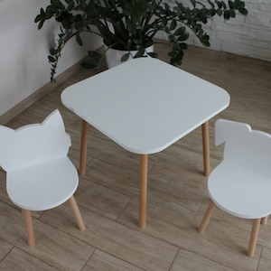 Handmade White MDF Toddler Table and Chair Set
