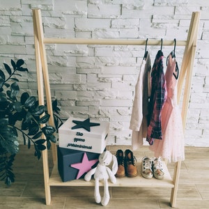 Montessori Toddler Clothing Rack/High quality Kids Wooden Clothing Rack with Shelve/Newborn baby Wardrobe/Montessori Rack/Kids closet