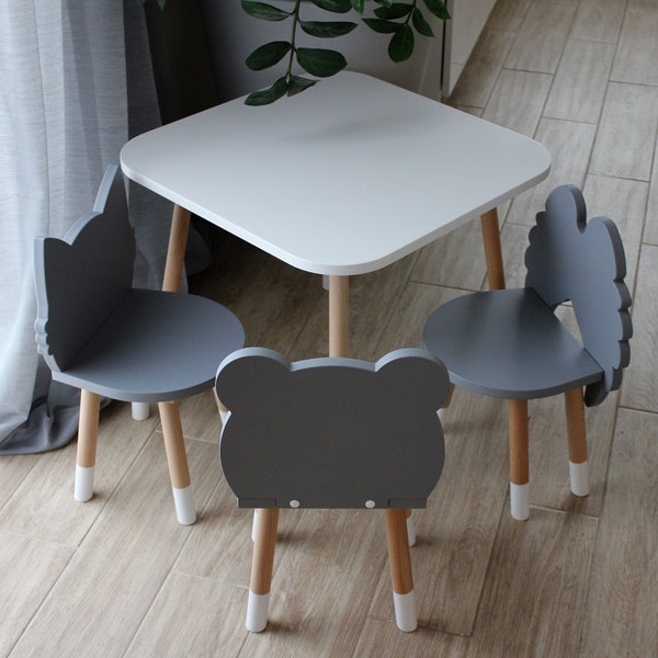 Hochwertiges Kinder Tisch und Stuhl Set/Kinder Spielmöbel/Kinder Tisch und Stuhl/Kinder Spielgarnitur/Montessori Tisch und Stuhl/Kinderstuhl