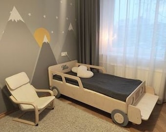 Volledige grootte hoge kwaliteit kinderbed/jeepbed/sportbed/houten peuterbed/automatisch bed/massief bed voor kind/handgemaakt jongensbed/autobedframe/bed als auto