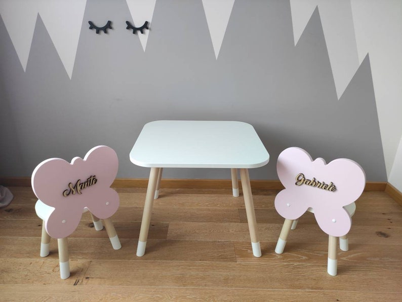 Ensemble table et chaise Butterfly exclusif/Ensemble de table pour tout-petit/Table Montessori/Cadeau idéal pour un anniversaire d'enfant ou un cadeau de Noël image 1