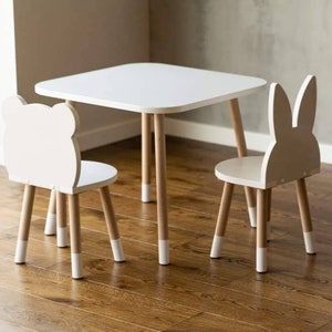 Juego de mesa y sillas para niños pequeños de alta calidad/Muebles de juego para niños/Juego de mesa y sillas para niños de madera hecho a mano/Regalo para niños pequeños/ Mesa Montessori imagen 3