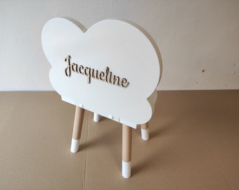 Personalized wooden white handmade cloud chair Toddler chair Montessori chair Small kid chair Childish chair Small chair Kid stool