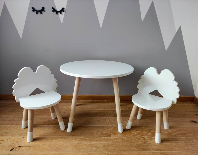 Angel Wings Chair and Table White Toddler Table and Chairs Set Etsy