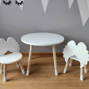 Angel Wings chair and table White Toddler table and chairs set Montessori Table Montessori chair Little angel chair Kindertisch mit stühlen