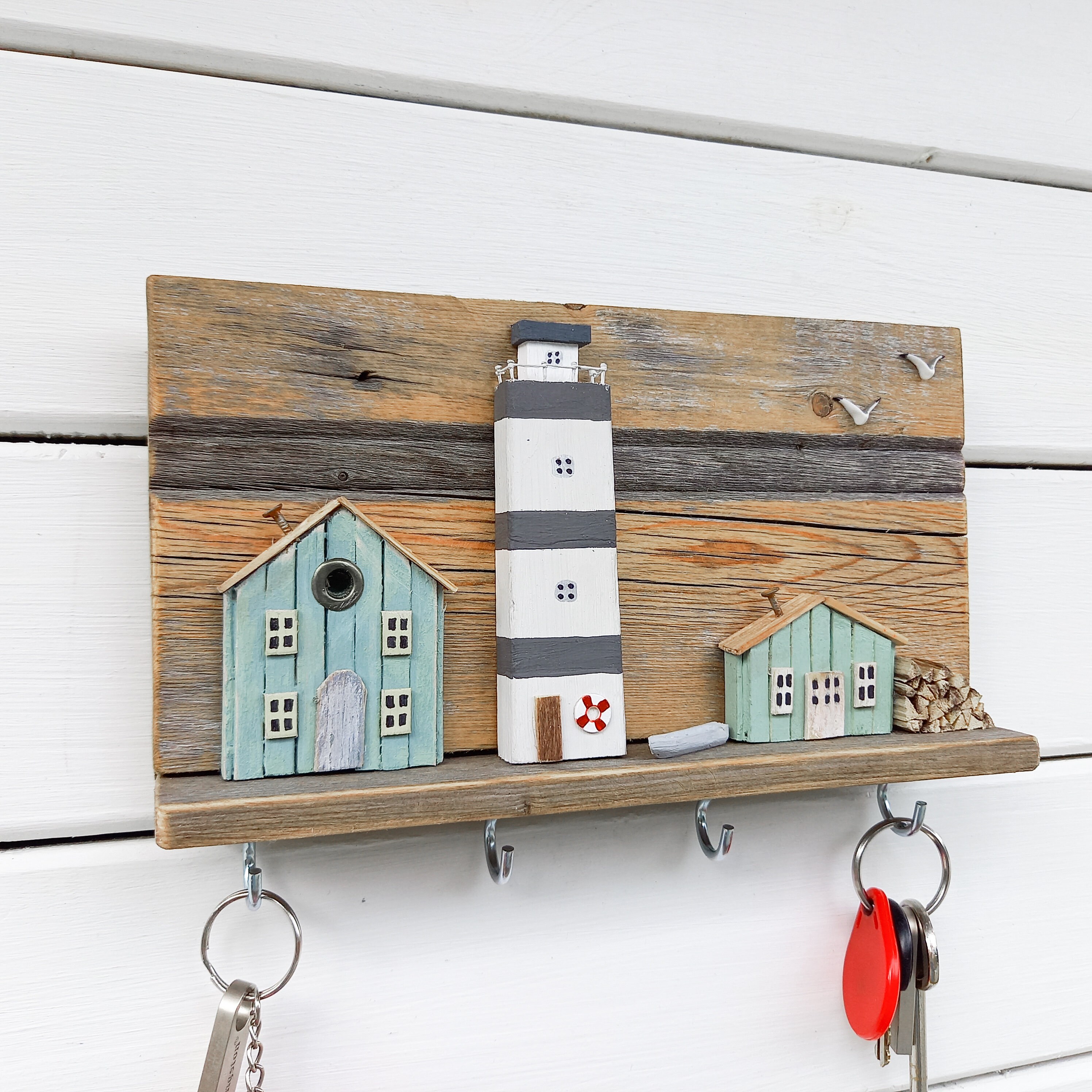 Driftwood key hooks for wall Coastal Decor Rustic Key Etsy