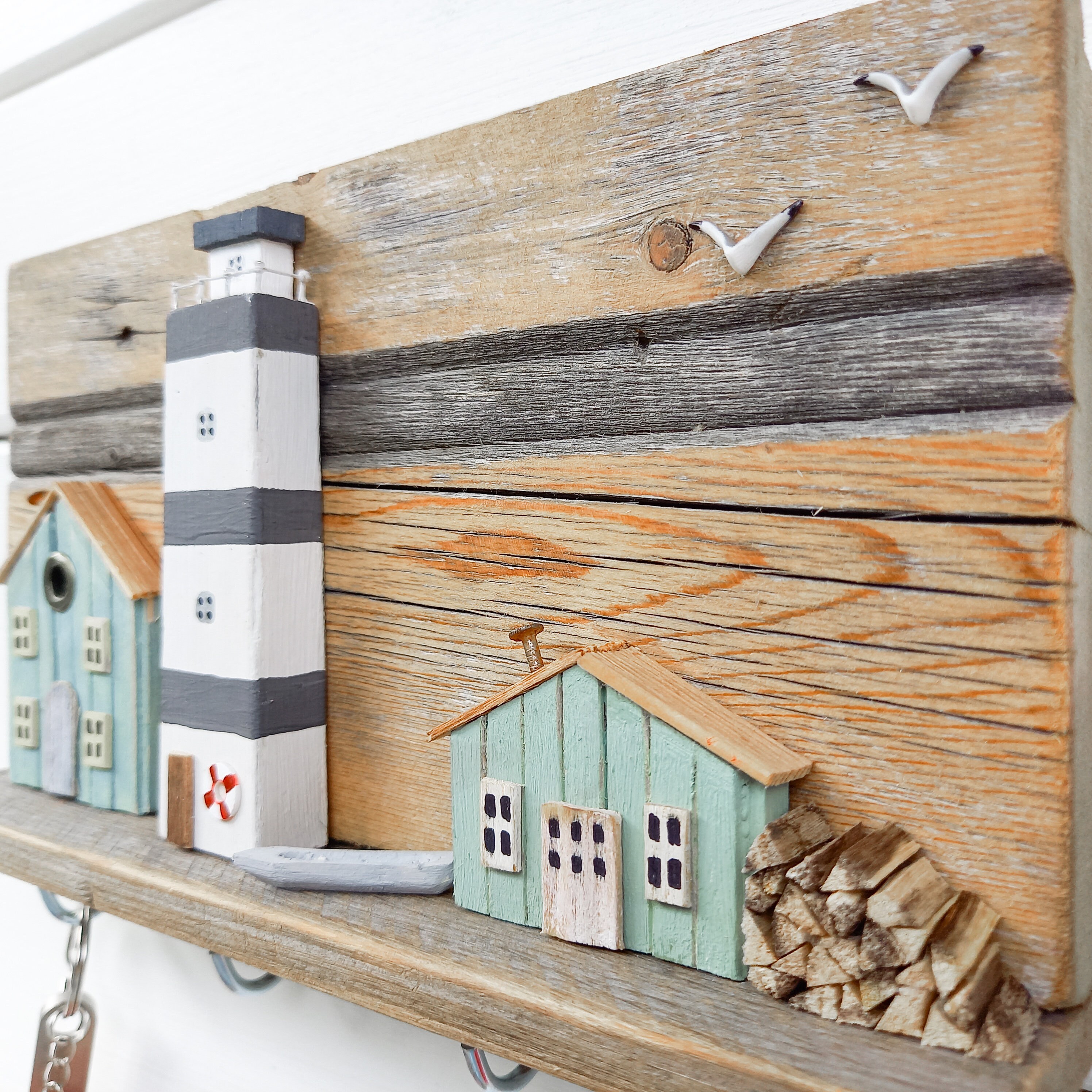 Driftwood key hooks for wall Coastal Decor Rustic Key Etsy