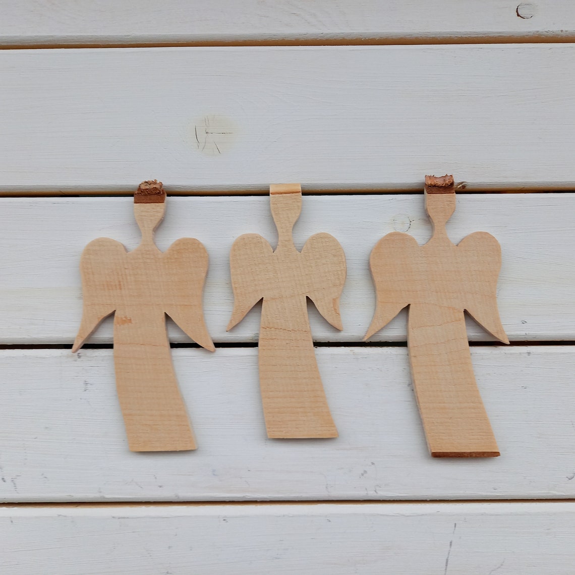 3 pcs Wooden Angel Art Wall Decor Wood Christmas Primitive Etsy