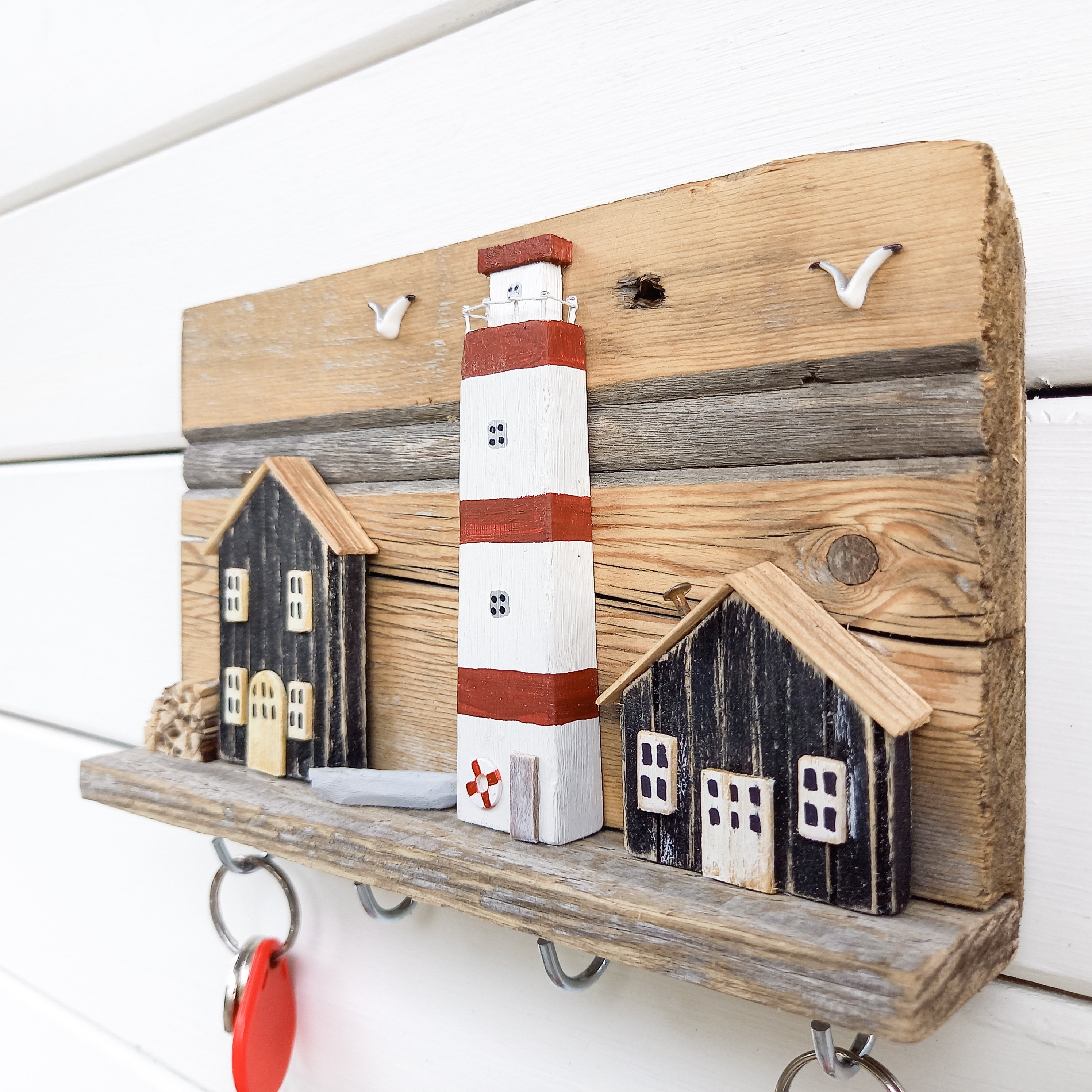 Driftwood key hooks for wall Coastal Decor Rustic Key Etsy