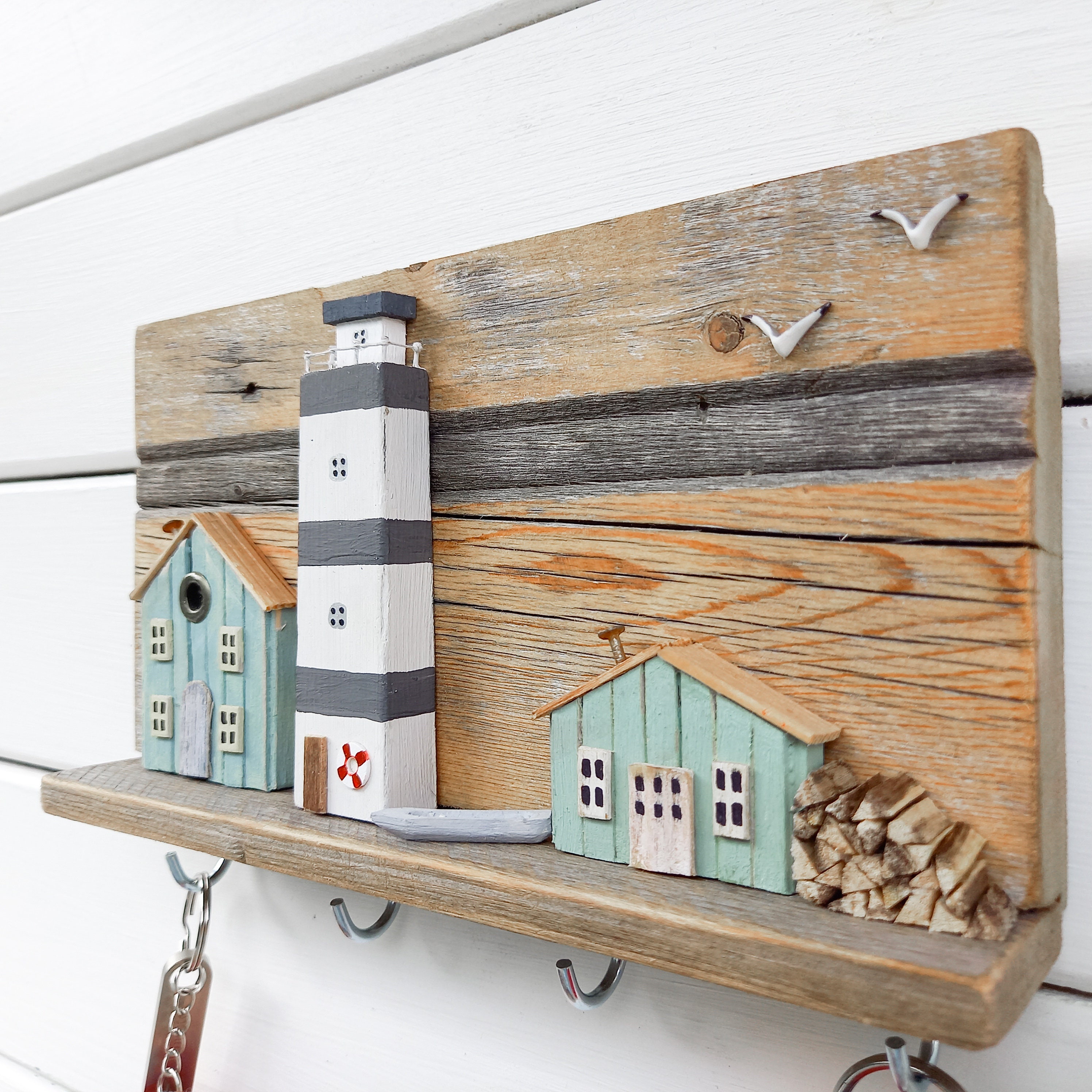 Driftwood key hooks for wall Coastal Decor Rustic Key Etsy