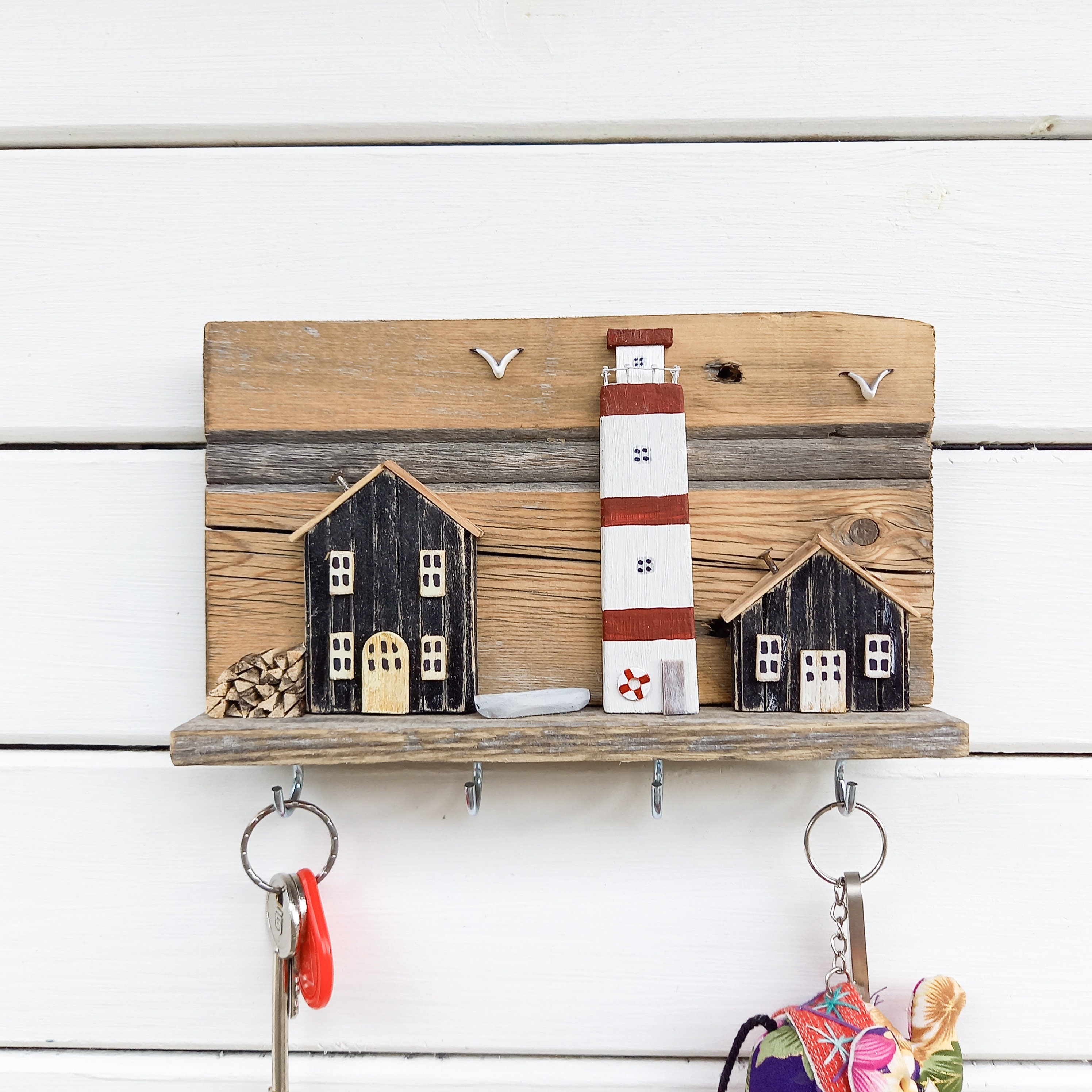Driftwood key hooks for wall Coastal Decor Rustic Key Etsy