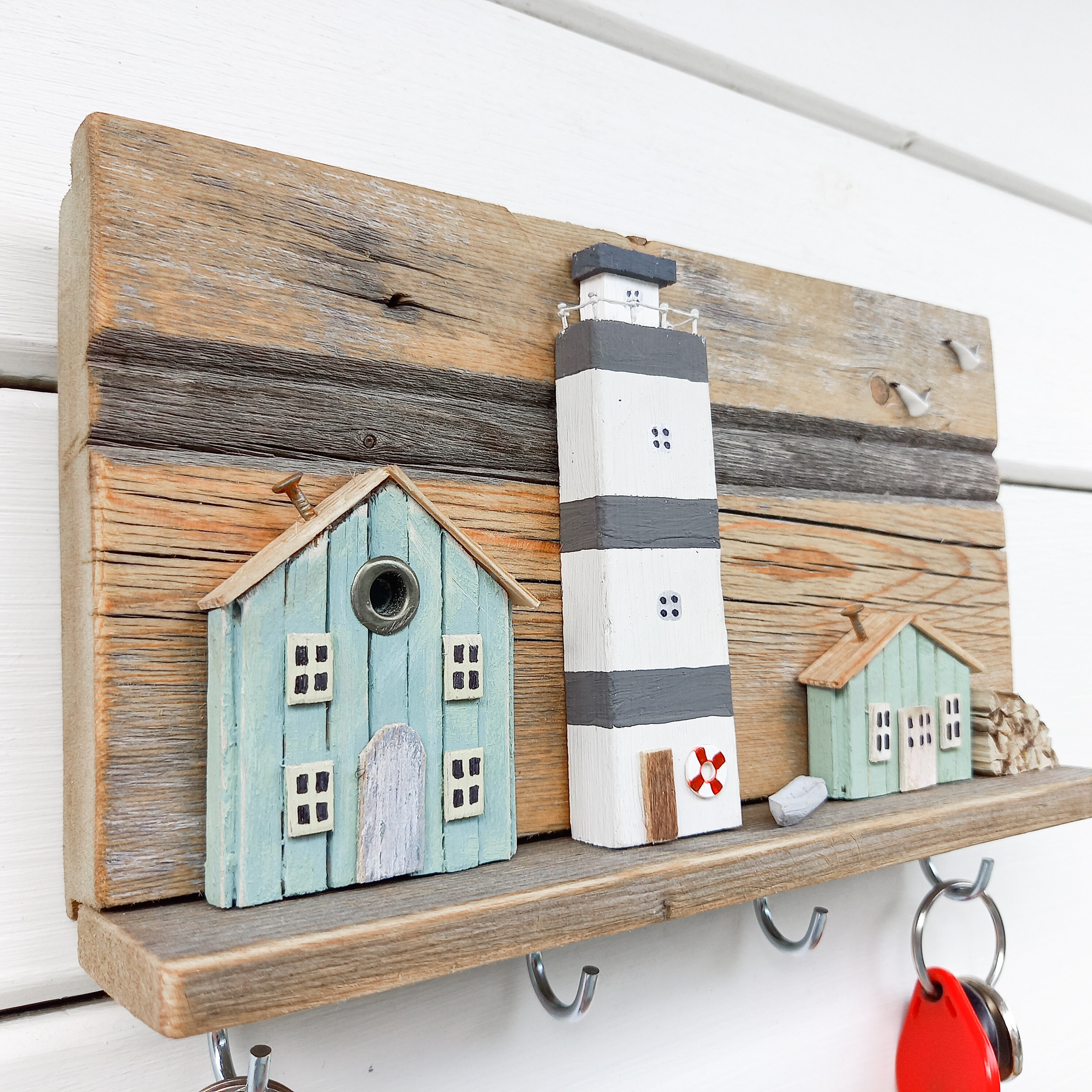 Driftwood key hooks for wall Coastal Decor Rustic Key Etsy
