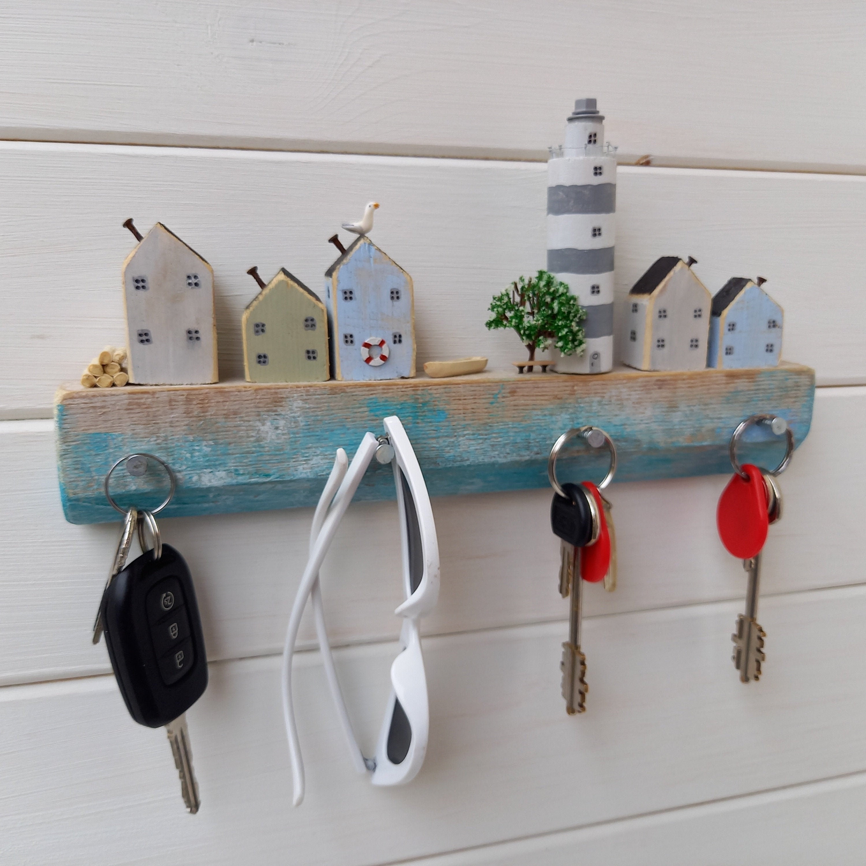 Driftwood key holder for wall Reclaimed wood wall art Etsy