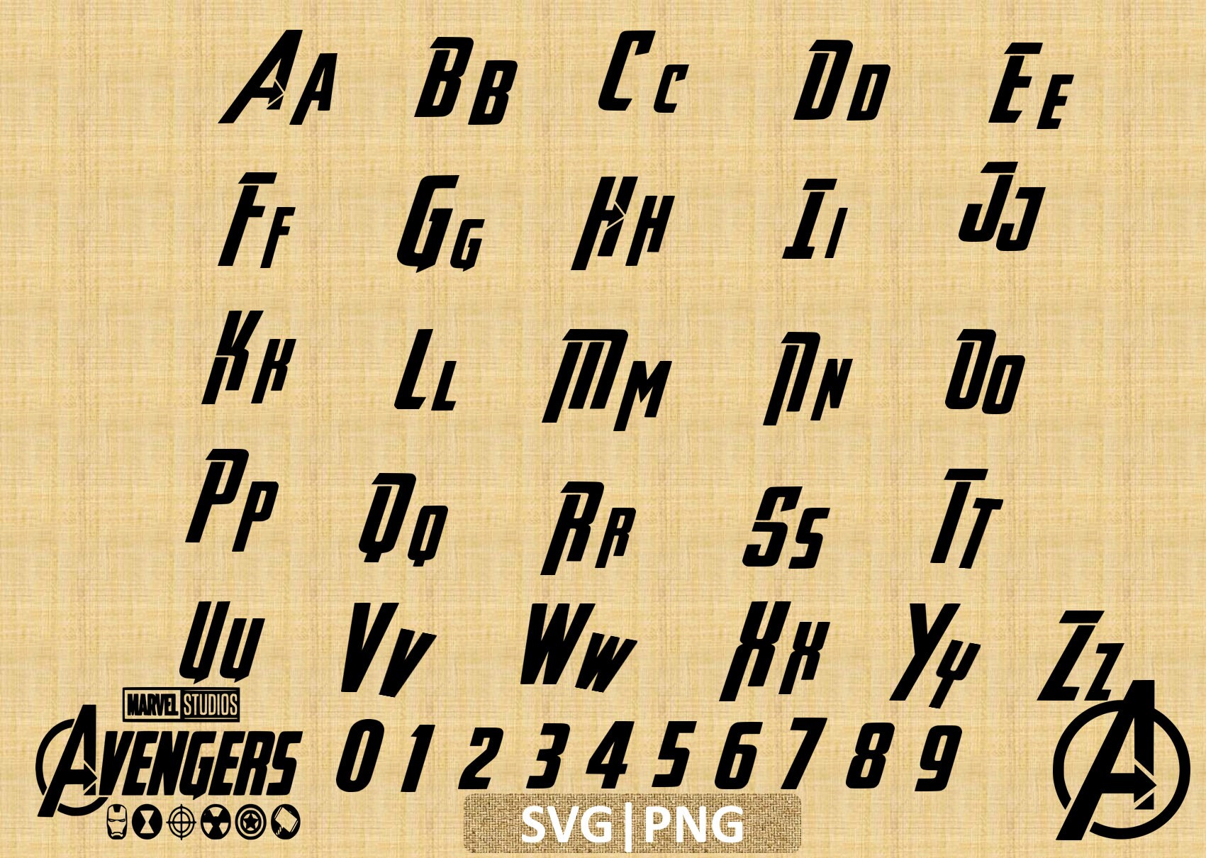 Avengers alphabet font clipart svg and png | Etsy