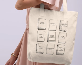 Book Tropes Reading Tote Bag Bookish Tote Bag Trendy Tote Bag Tote Bag Aesthetic Library Bag Booktok Literary Tote Book Tote Bag