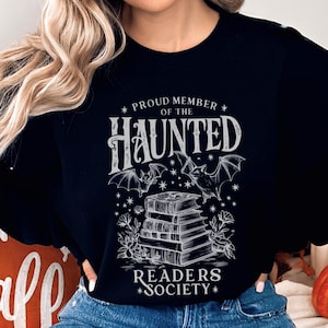 Haunted Readers Society Sweatshirt Spooky Books Merch Bookish Sweatshirt Book Witch Halloween Crewneck Spooky Reader Horror Book Sweatshirt