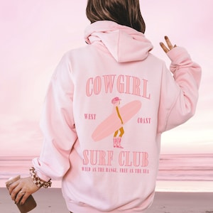 Cowgirl Surf Club Hoodie Beach Hoodie Coastal Cowgirl Hoodie Coconut Girl Sweatshirt Ocean Inspired Style Beachy Sweatshirt Sunset Hoodie