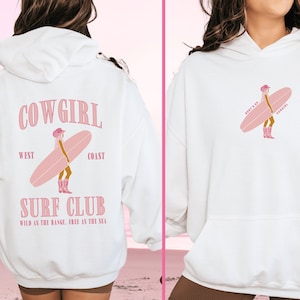 Cowgirl Surf Club Hoodie Beach Hoodie Coastal Cowgirl Hoodie Coconut Girl Sweatshirt Ocean Inspired Style Beachy Sweatshirt Sunset Hoodie