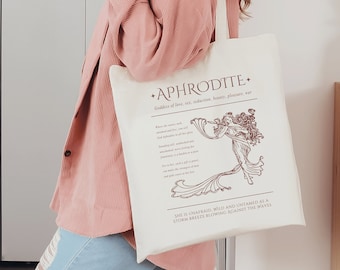 Aphrodite Tote Bag Greek Goddess Bookish Tote Bag Book Tote Bag Greek Mythology Library Bag Literary Tote Bag Bookish Merch Book Merch