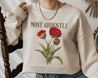 Más Ardientemente Orgullo y Prejuicio Crewneck Sudadera Bookish Jane Austen Sudadera Literaria Sudadera Jane Austen Literatura Sudadera