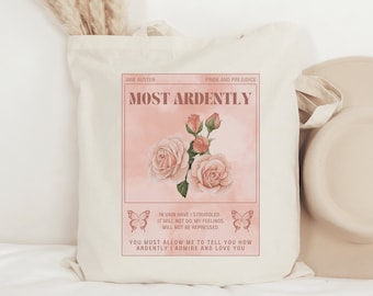 Stolz und Vorurteil Tragetasche Jane Austen Tragetasche Buch Tragetasche Literarische Tragetasche Bookish Tragetasche Jane Austen Geschenke Bibliothek Tasche Buch Merch